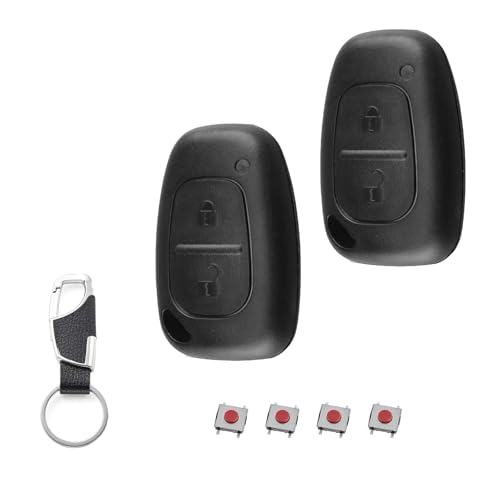 EcoJozon 2 Pièces Coque Clé pour Renault 2 Boutons Boitier de Clé de Voiture sans Lame Remplacement Clé Voiture Compatible avec Renault Twingo Clio Kangoo...