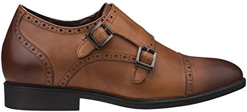 CALTO Men's Invisible Height Increasing Elevator Shoes - Brown Leather Slip-on Ultra Lightweight Dress Loafers - 2.8 Inches Taller - G65771 - Size 9 D(M) US | Image 1