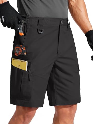 Image of FREE SOLDIER Men's Cargo Shorts Durable Relaxed Fit Side Elastic Waist Work Utility Shorts with 8 Pockets
