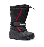 Sorel Youth Flurry-K Snow Boot, Black/Bright Red, 4 M US Big Kid