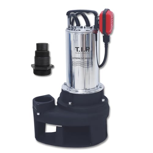 T.I.P. Schmutzwasser Tauchpumpe Edelstahl - Baupumpe Reamer Grinding Schneidwerk (18.000 l/h Fördermenge, 50 mm Korngröße, Guss Pumpengehäuse/fuß, Flüssigkeit bis 90°C) Extrema CUT 300/18 CX, 30277