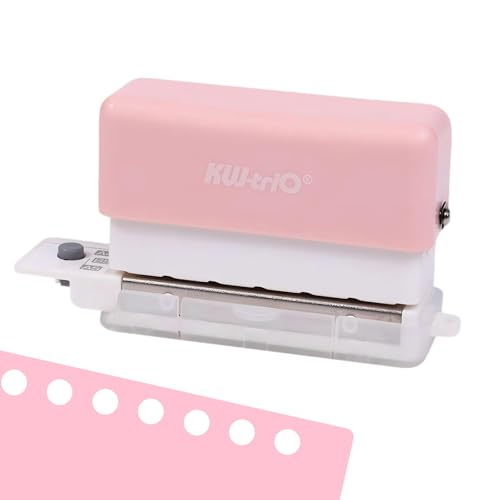 Adjustable 6 Hole Punch with Positioning Mark Portable 6 Hole Puncher for Binder 5 Sheet Capacity Reduced Effort Paper Puncher for 30 Holes on A4 20 Holes on A5 26 Holes on B5 Pocket Size