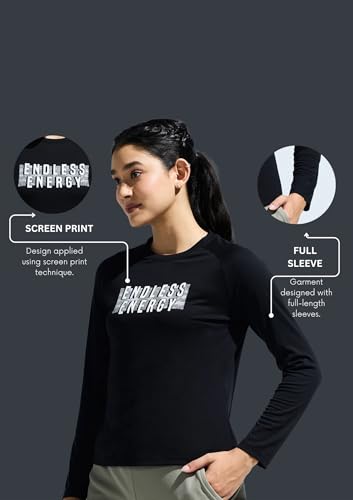 Image of Women's Stretchable Raglan Full Sleeve Graphic Print TEE for Everyday WEAR | Moisture-Wicking TEES for Girls | Women Smooth and Soft Finish Tshirt | Full Length Yoga Tshirt for Girls