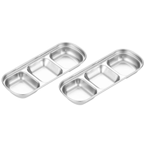 TrekSky ディップボウル バーベキューディップソース皿 お皿 醤油 薬味 仕切皿 小 漬物 キムチ 涼菜 醤油調味料 304ステンレス スパイス 酢 韓国料理 焼肉 焼き肉 家庭 旅館 飲食店 業務用 韓国食器 可食洗機対応 (銀,G) [並行輸入品