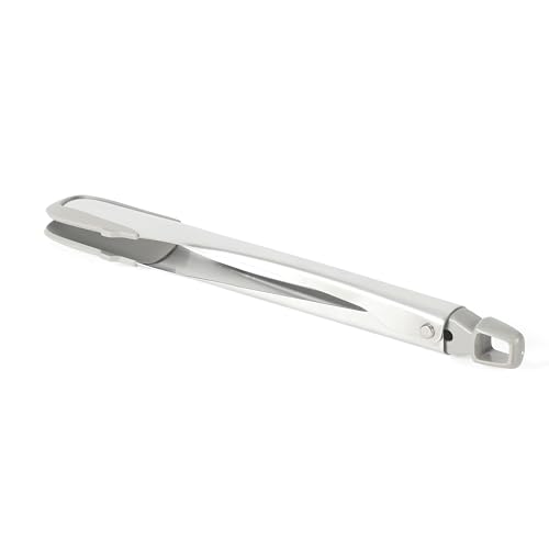 Image of Calphalon Prime Kitchen Tongs, Kitchen Clamp Tongs, Grilling Tongs, 12-Inch Stainless Steel Tongs with Taupe Silicone Head High-Heat Resistant Locking, Ergonomic Balanced Control