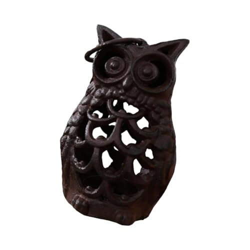 Photophore en fonte antique en forme de hibou, décoration de bureau portable, base stable pour centres de table, décoration de ferme, supports de hibou en fer