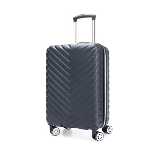 Image of KENNETH COLE Reaction Madison Square Hardside Chevron Expandable Luggage, Navy, 2-Piece Set (20 inch & 28 inch), Madison Square Hardside Chevron Expandable Luggage