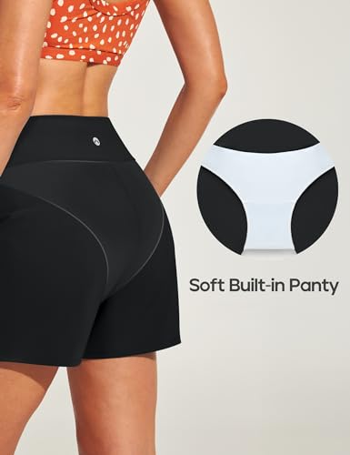 Heathyoga 5" Swim Board Shorts Women Strechy High Waisted Bathing Suits Bottoms Quick Dry UPF 50+ Beach Shorts with Liner4