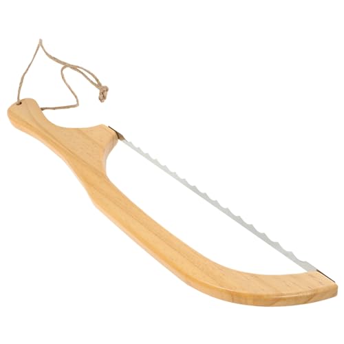 Garneck Wooden Handle Bread Slicer Sourdough Bread Knife Stainless Steel Cake Pizza Cutter Easy to Clean