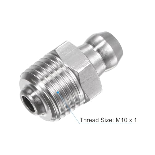 Image of uxcell 304 Stainless Steel Straight Grease Fitting M10 x 1mm Thread Hydraulic Grease Fitting Accessories, 15Pcs