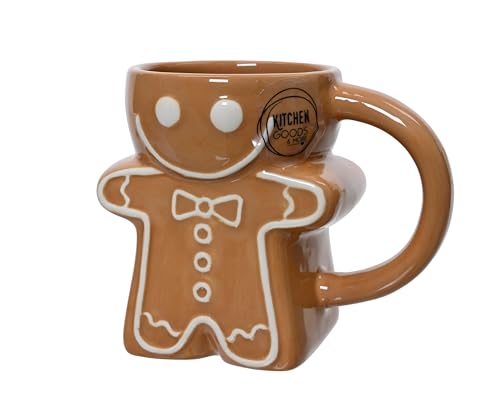 Taza de té de jengibre de 9,5 cm, cerámica con asa, taza de cerámica como taza de Navidad, taza de té, taza de café, taza de café para Navidad, tazas y tazas como regalo, color marrón