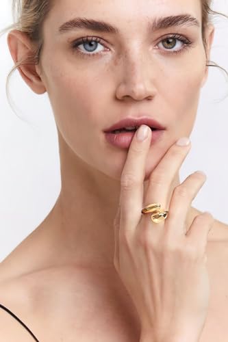 Lilie&White Tear Drop Ring For Women Gold Statement Ring Chunky Gold Rings Gold Drop Ring Open Rings Adjustable Stylish Versatile Style For Women To Wear All Seasons thumb #2