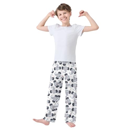 Elephant Love Boys Long Pants Soft Trousers Elastic Waist Kids Lounge Bottoms with Pockets S-XL2