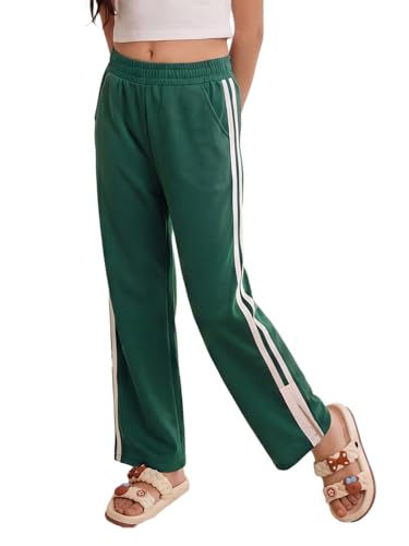 Image of Li'l Tomatoes Girls Cotton Track Pants | Soft & Comfortable Casual Summer Lower for Girls | Elastic Waist with Drawstring Everyday Wear | Side Stripe Straight Fit Trackpant | 9-16 Years |