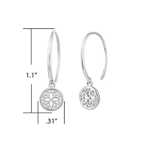 Boma Jewelry Sterling Silver Lotus Flower Pull Through Hoop Earrings4