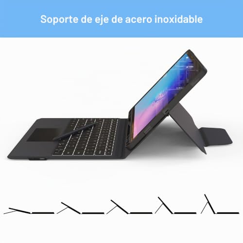 Teclado inalámbrico QWERTZ alemán con funda para Samsung Galaxy Tab S7 FE y S8 Plus de 12.4 pulgadas 4