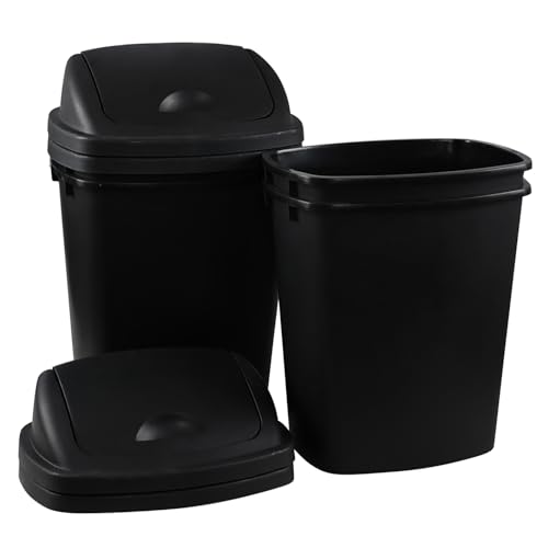 Set de 4 canecas de basura rectangulares 6 galones negras