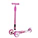 JUSTWEIXING Scooter for 3 Roues tilts au Volant avec LED Lumières réglables for la Hauteur Scooter (Color : Graffiti Pink)