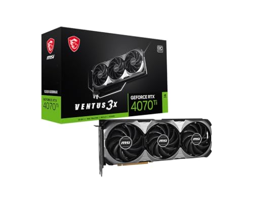 MSI GeForce RTX 4070 Ti Ventus 3X E1 12G OC Carte Graphique de Jeu - 12 Go GDDR6X, 2655 MHz, PCI Express Gen 4, 192 Bits, 3X DP v 1.4a, HDMI 2.1a (Prend en Charge 4K & 8K HDR)