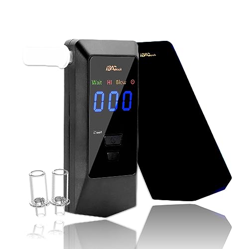 Image of Rechargeable Breathalyzer with Auto Flow detect and Auto Cleaning Feature, 10 Memories and LED Display Visible at Night (Black 088+)