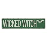Road Sign Wicked Witch Way Metal Sign Vintage Rustic Lake Beach House Cottage Cabin Cave Wall Decor Sign 4X16 Inch