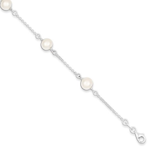 925 Sterling Silver Freshwater Cultured Pearl Chain Bracelet