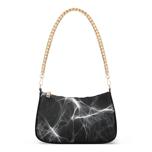 Spider Web Shoulder Bag for Women, Handbag with Chain Strap, Soft Purse Tote Bag for Ladies