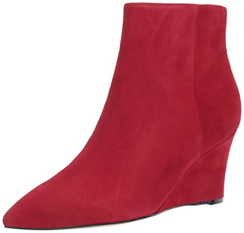 NINE WEST Women's Carter Wedge Booties Ankle Boot, Medium red, 7.5 M
