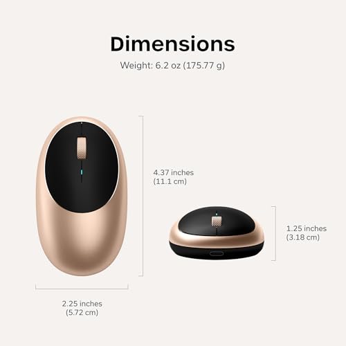 Image of Satechi M1 Wireless Bluetooth Mouse, USB-C Rechargeable, Compact, Gold | Compact, portable design, for MacBook Air /Pro /Neo, iPad Air /Pro, iPad Mini, Mac Mini, iMac, Windows