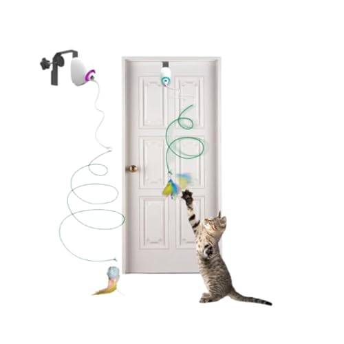 Type-C 充電式 電動 猫じゃらし 充電ケーブル付 羽根付き 一人遊び おもちゃ ドア掛け 吊り下げ 運動不足解消 2つのモード お留守番 動く