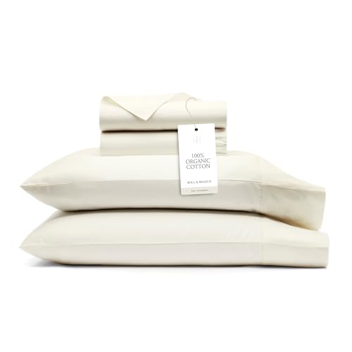 BOLL & BRANCH Signature Hemmed Sheet Set - Queen, Cream - Luxury...