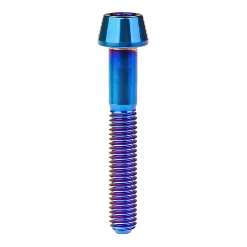 Image of Titanium Ti Bolt M5x9 16 18 20 25 30 35 40 45 50 55 60mm Tapered Head Screws Pack of 4 (M5x35mm, Burnt Blue)
