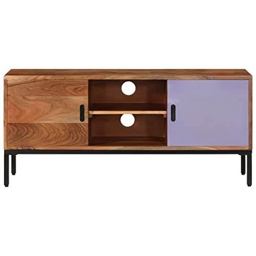 Meuble TV avec gestion des câbles et rangements en bois massif - 5