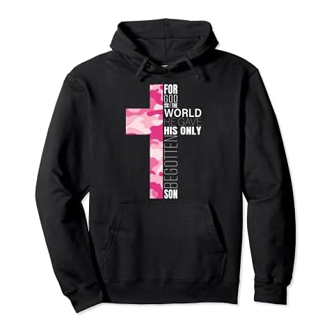 Cute Pink Camo Christian Cross Hoodie Cover