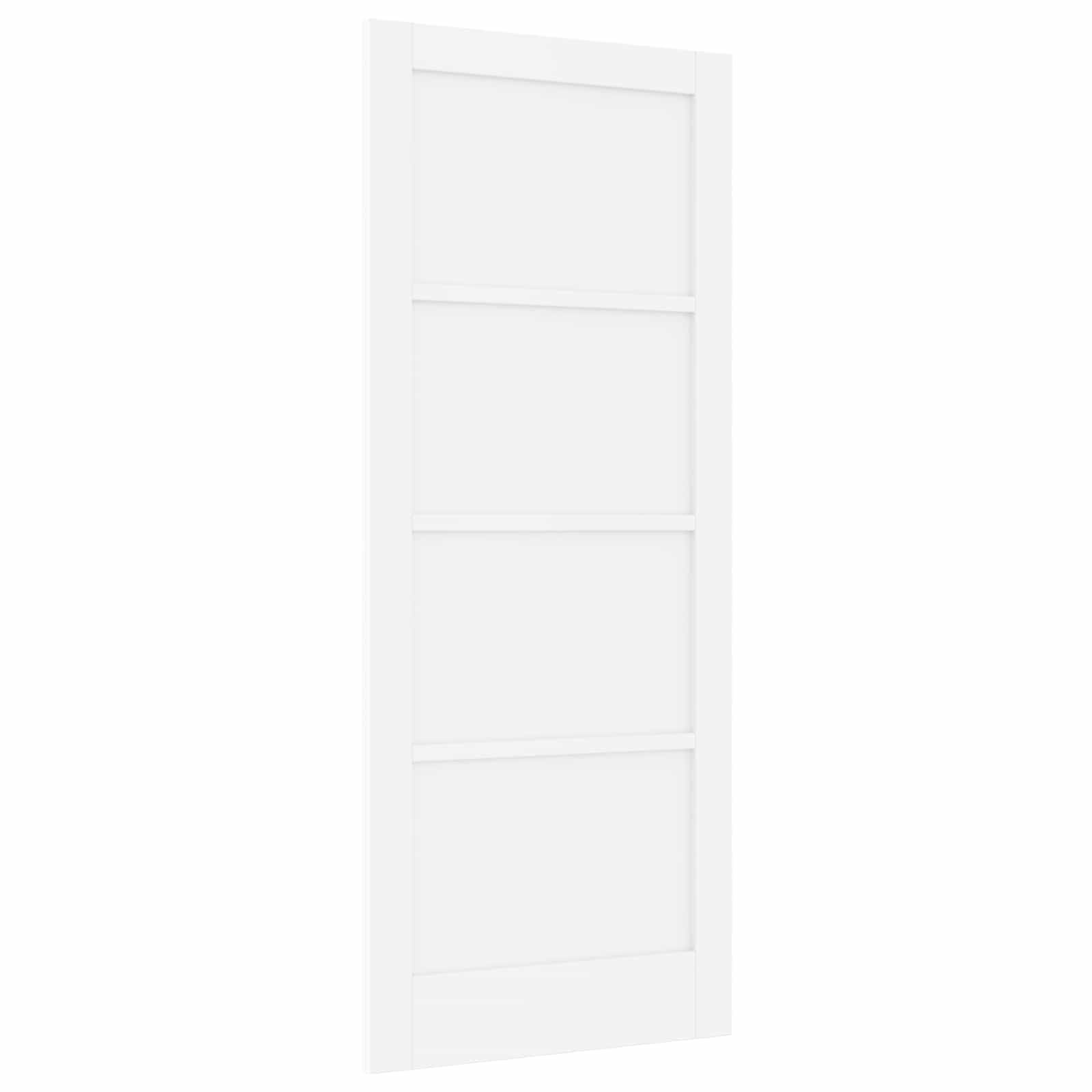 Puerta de granero interior blanca 83 x 202 cm de madera contrachapada y madera de pino macizo, sistema deslizante, ahorro de espacio, diseño rústico moderno