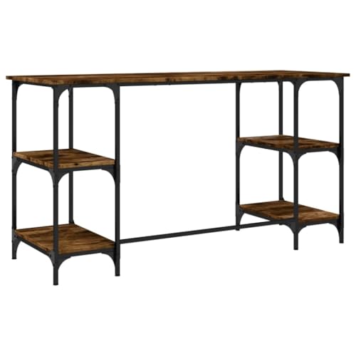 Bureau en chêne fumé table PC ergonomique avec étagères de rangement - 8