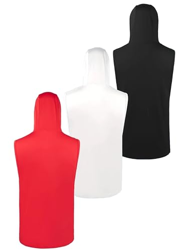 Men's Athletic Sleeveless Hoodie Tank Top, Moisture-Wicking Fabric, 3 Colors, Gym Training Wear Multicolor2