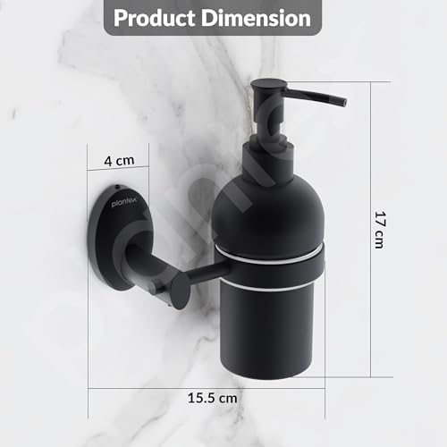 Image of Plantex Liquid Soap Dispenser for Bathroom /304 Grade Stainless Steel Wall Mount handwash Dispenser /Shampoo Dispenser /Bathroom Accessories - Oreva (Black)