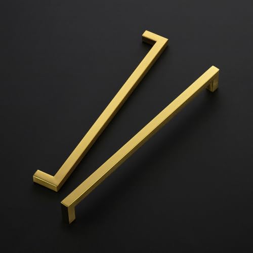 Image of Ravinte 20 Pack Kitchen Gold Cabinet Handles 11-5 /16 Inch Hole Center Stainless Steel Square Cabinet Pulls for Dresser Drawer Cupboard Handles with Screwdriver