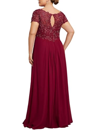 Long Mother of The Bride Dresses for Wedding Laces Appliques V Neck Short Sleeve Formal Evening Gowns4