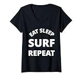 Photo Gallery donna mangia dormi surf repeat - divertente maglietta con collo a v Photo Gallery donna mangia dormi surf repeat - divertente maglietta con collo a v