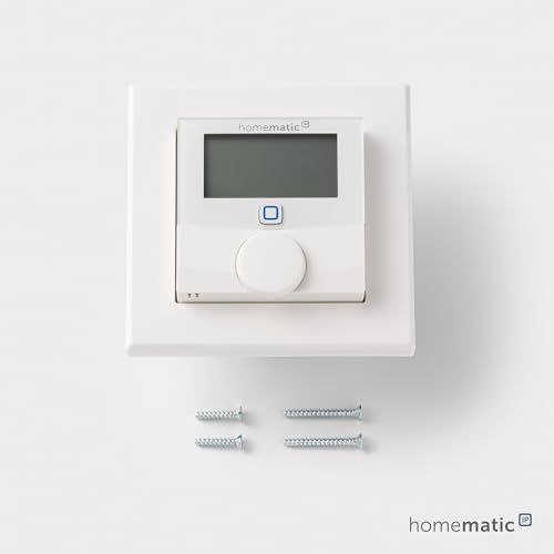 Homematic IP Smart Home Wandthermostat mit Schaltausgang – für Markenschalter, digitales Thermostat Fußbodenheizung mit/ohne App, Alexa, Google Assistant, Temperaturmessung, Energie sparen, 150628A0