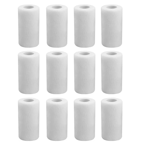 Zhufas 12 Rollos 10 cm x 4,5m Banda Venda Cinta Vendaje Adhesivo Deportiva Tape, Venda Cohesiva,Cinta Humana y Animal, Vendaje Deportivo No Tejido para el Cuidado de la Piel(Blanco)