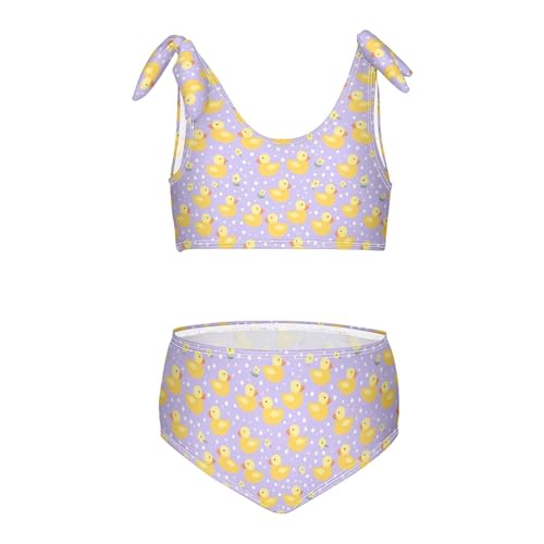 Image of Wusikd Pink Bows Girls Swimsuits Two Piece Hearts Ribbons Swimwear Bikini Set for for Girls Size 11-12T