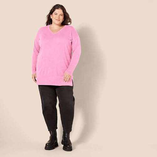 Image of Amazon Essentials Women's Lightweight V-Neck Tunic Sweater, Long Sleeve, Ribbed (Available in Plus Size)