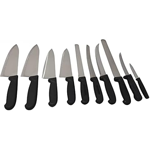 Cozzini Cutlery Imports Knife Sets Choose 5, 10, or 15 Piece Set - Black Handle - Razor Sharp Commercial Kitchen Cutlery - Cook's Knives (10 Piece Set) Cover