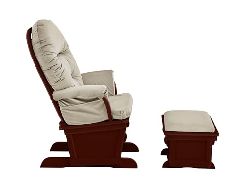 Image of Suite Bebe Madison Nursery Rocking Chair with Ottoman, Wooden Glider for Baby Nursing, Smooth Gliding Rocker, Espresso and Beige