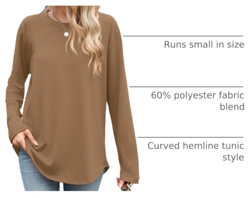 Image of Elesomo Womens Shirts Casual Crew Neck Short /Long Sleeve Tunic Tops Tees
