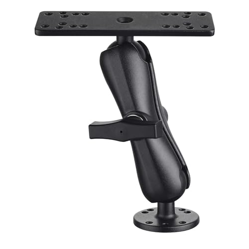 Image of Strg 1.5 inch Ball Mount with 5.9 inch Double Socket Arm, Rectangular Plate and Round Base, Aluminum C Size 1.5 inch Ball Fish Finder Mount for Garmin Lowrance Fish Finder Mounting Tablet Laptop Mounting
