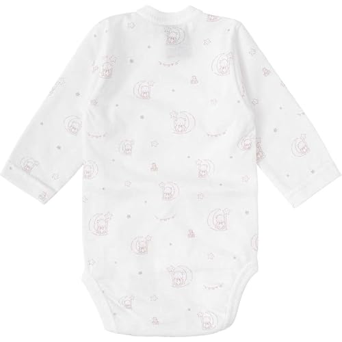 BABIDU Body Bebé Cruzado Manga Larga con Estampado de Ositos y Lunas, Algodón 100%, Cierre Lateral y Entrepierna con Corchetes, Suave, Transpirable e Hipoalergénico, Ropa Bebé Unisex